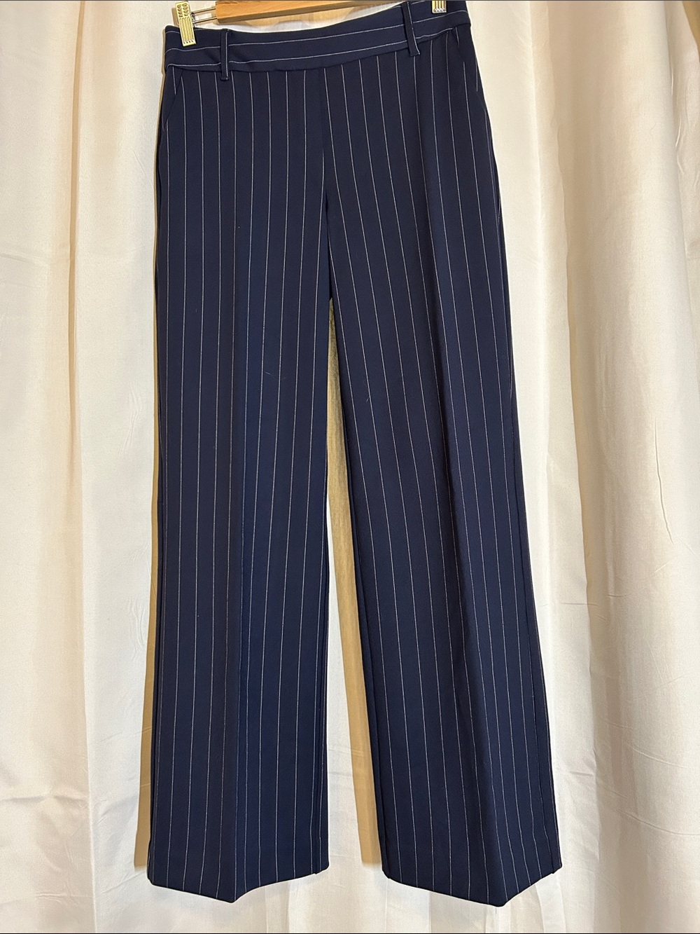 Rachel Zoe Navy Pinstripe Wide-Leg Pull On Trousers